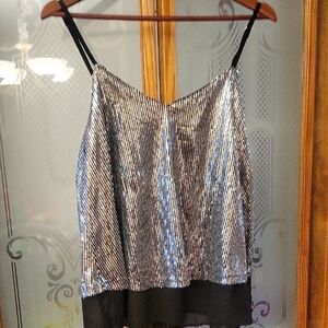 Silver and Black Women's Top Worn Once